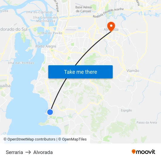 Serraria to Alvorada map