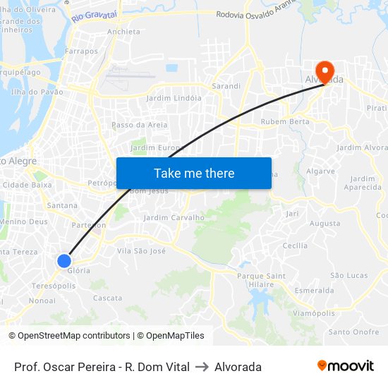 Prof. Oscar Pereira - R. Dom Vital to Alvorada map