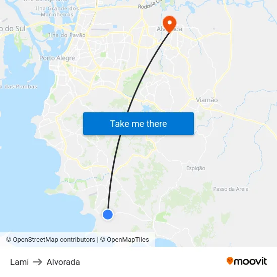 Lami to Alvorada map