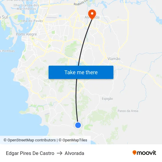 Edgar Pires De Castro to Alvorada map