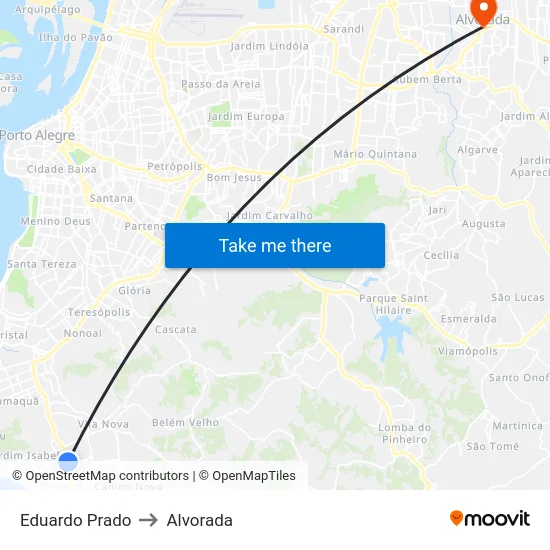 Eduardo Prado to Alvorada map