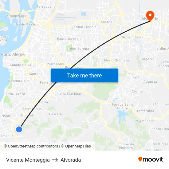 Vicente Monteggia to Alvorada map