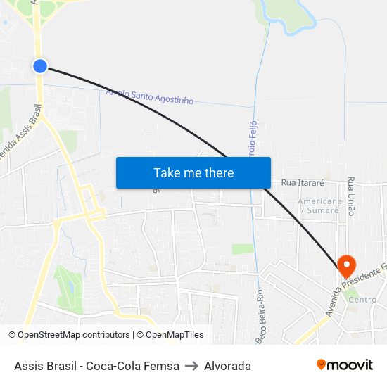 Assis Brasil - Coca-Cola Femsa to Alvorada map