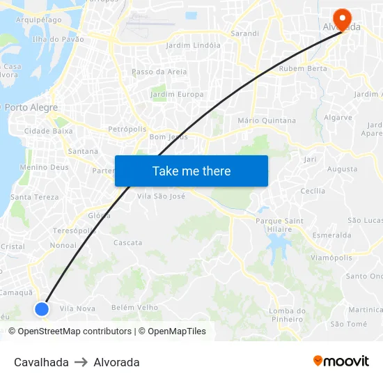 Cavalhada to Alvorada map