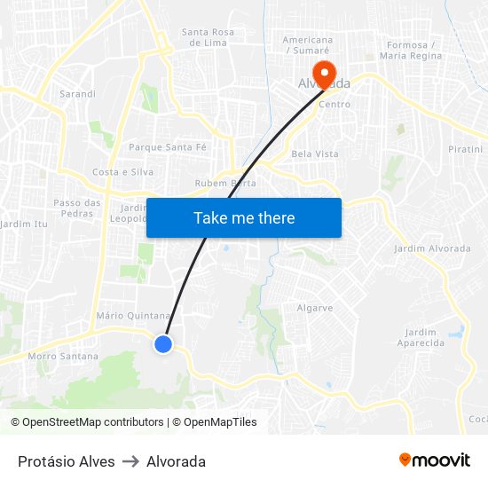 Protásio Alves to Alvorada map