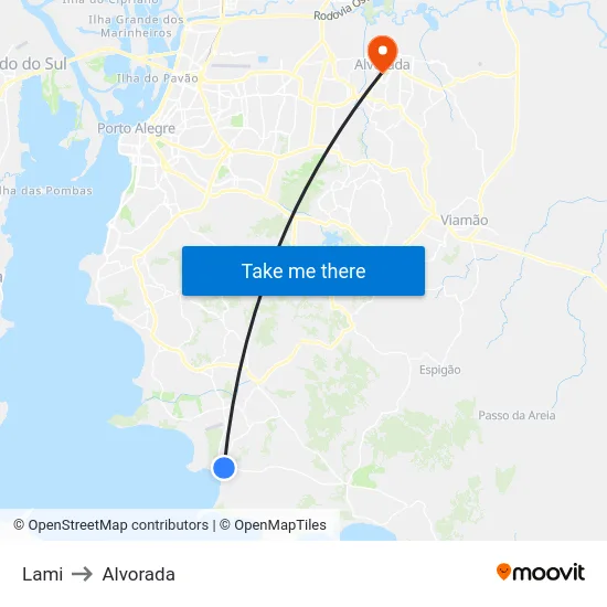 Lami to Alvorada map