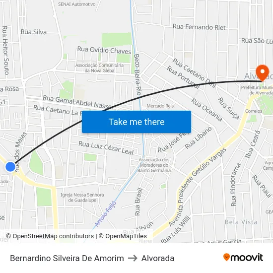 Bernardino Silveira De Amorim to Alvorada map
