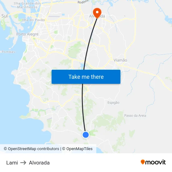Lami to Alvorada map