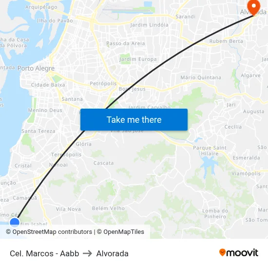 Cel. Marcos - Aabb to Alvorada map