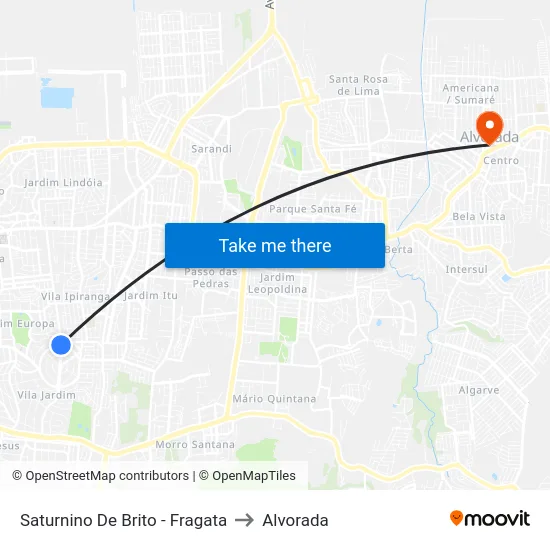 Saturnino De Brito - Fragata to Alvorada map