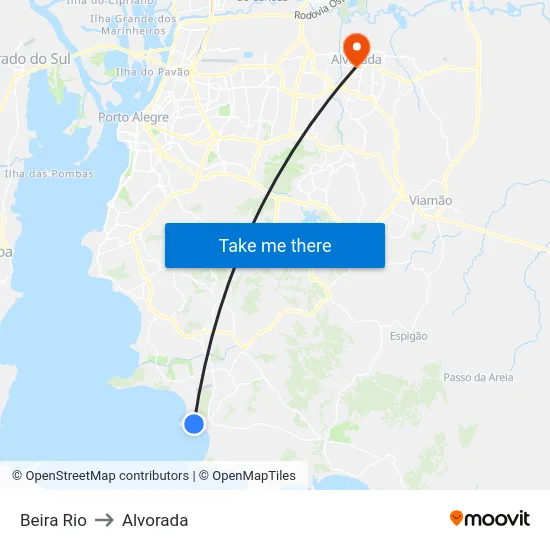 Beira Rio to Alvorada map
