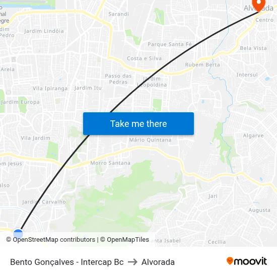 Bento Gonçalves - Intercap Bc to Alvorada map
