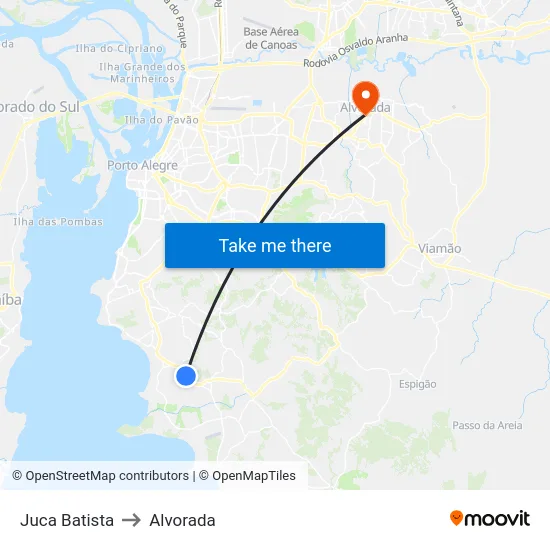 Juca Batista to Alvorada map