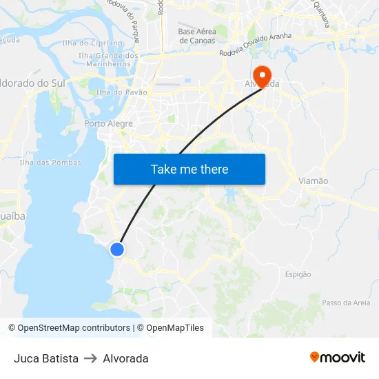 Juca Batista to Alvorada map