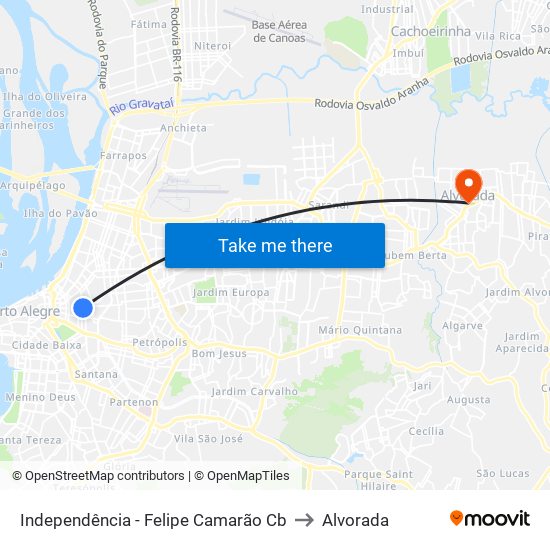 Independência - Felipe Camarão Cb to Alvorada map