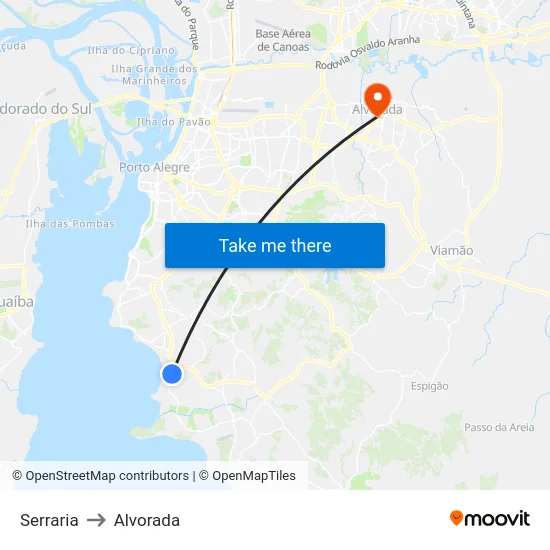 Serraria to Alvorada map