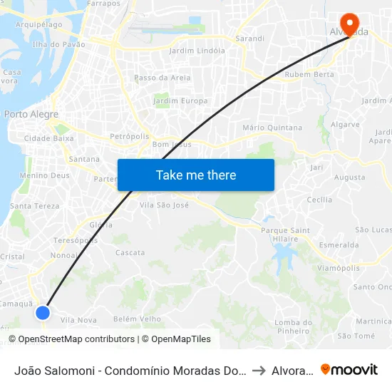 João Salomoni - Condomínio Moradas Do Lago to Alvorada map