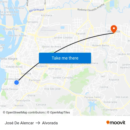 José De Alencar to Alvorada map