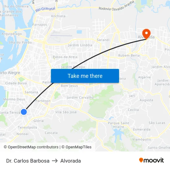 Dr. Carlos Barbosa to Alvorada map