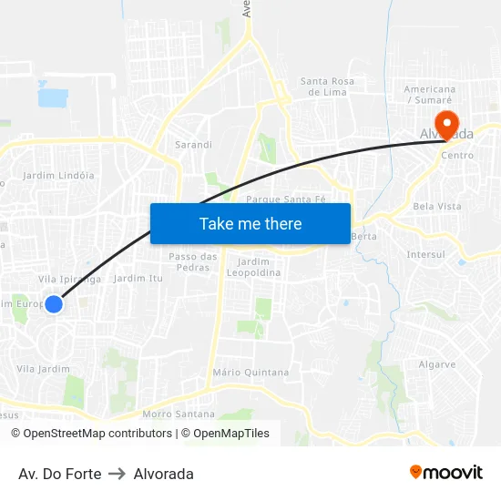 Av. Do Forte to Alvorada map