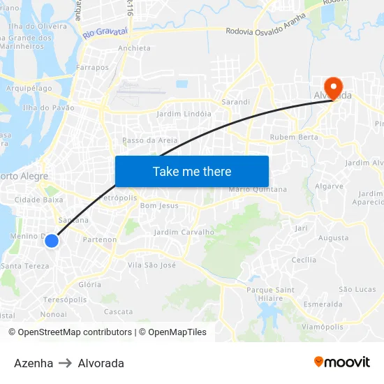 Azenha to Alvorada map