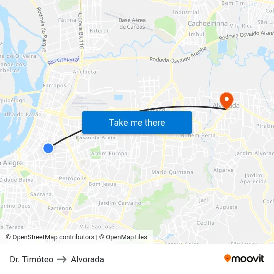 Dr. Timóteo to Alvorada map
