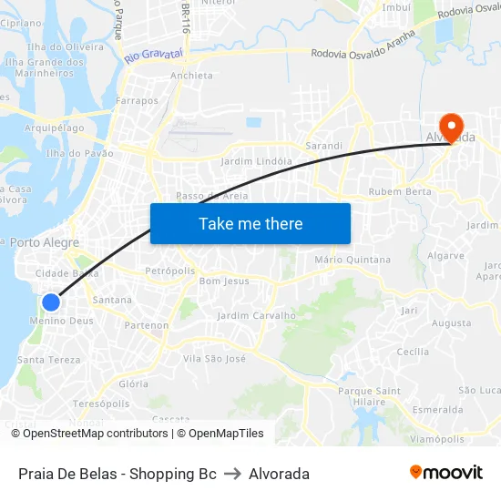 Praia De Belas - Shopping Bc to Alvorada map