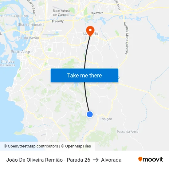 João De Oliveira Remião - Parada 26 to Alvorada map