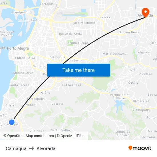 Camaquã to Alvorada map
