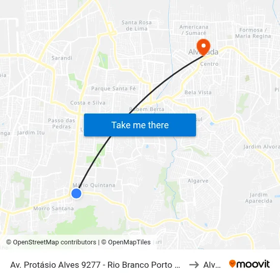 Av. Protásio Alves 9277 - Rio Branco Porto Alegre - Rs 91260-000 Brasil to Alvorada map