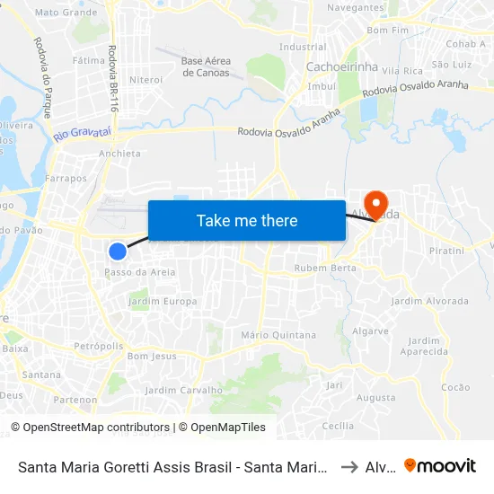 Santa Maria Goretti Assis Brasil - Santa Maria Goretti Porto Alegre - Rs 91010-001 Brasil to Alvorada map