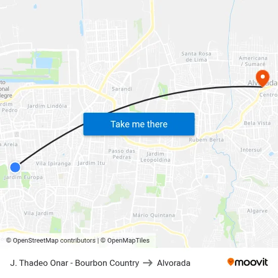 J. Thadeo Onar - Bourbon Country to Alvorada map