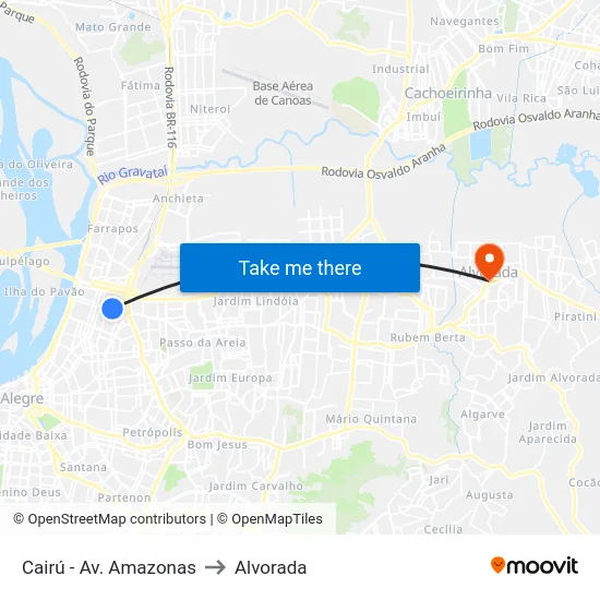 Cairú - Av. Amazonas to Alvorada map