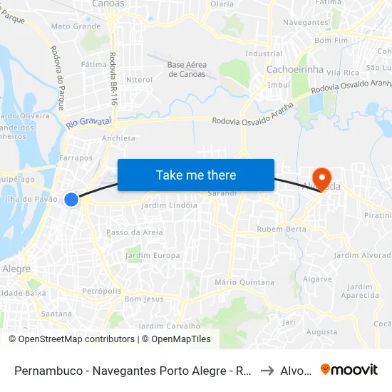Pernambuco - Navegantes Porto Alegre - Rs 90240-001 Brasil to Alvorada map
