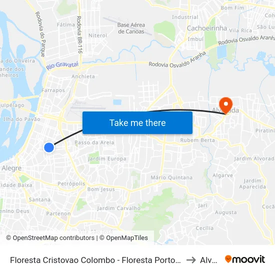 Floresta Cristovao Colombo - Floresta Porto Alegre - Rs 90560-003 Brasil to Alvorada map