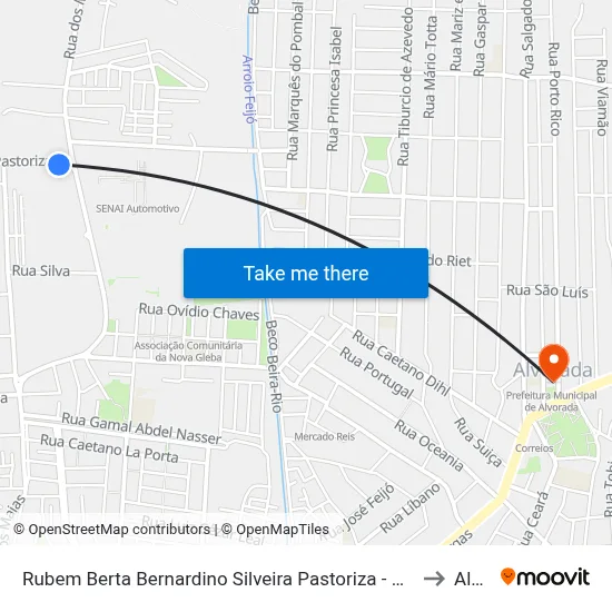 Rubem Berta Bernardino Silveira Pastoriza - Rubem Berta Porto Alegre - Rs 91160-310 Brasil to Alvorada map