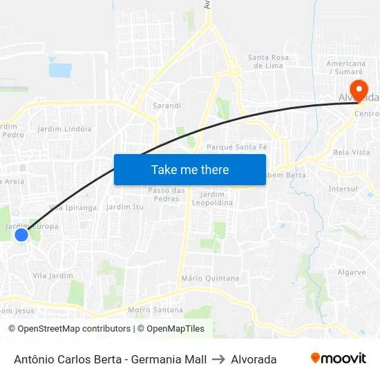 Antônio Carlos Berta - Germania Mall to Alvorada map