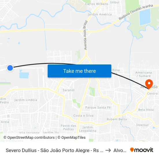 Severo Dullius - São João Porto Alegre - Rs 90200-310 Brasil to Alvorada map