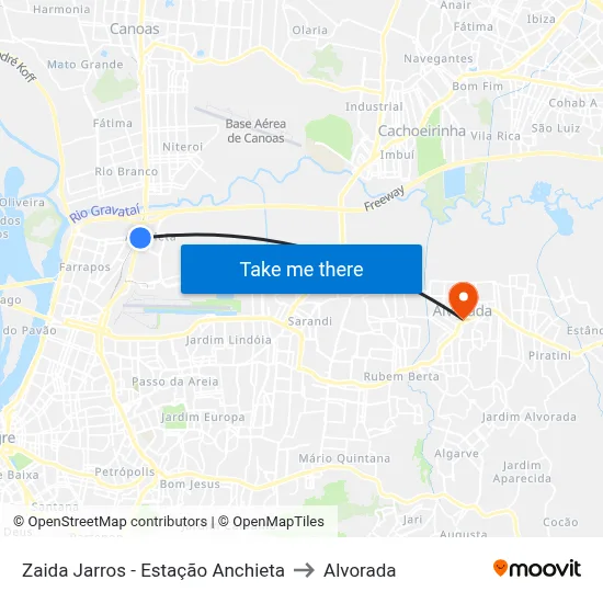Zaida Jarros - Estação Anchieta to Alvorada map