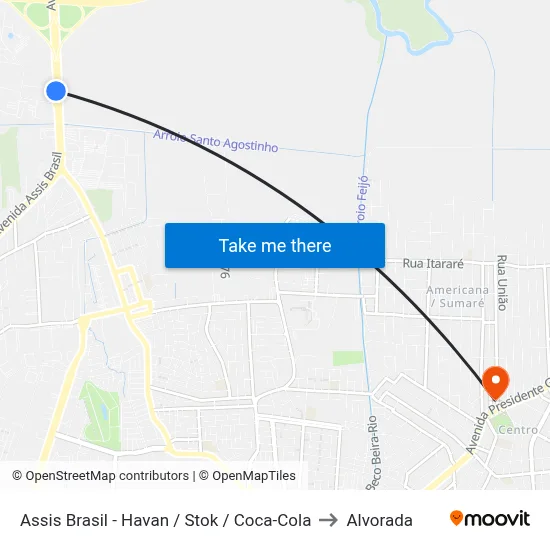 Assis Brasil - Havan / Stok / Coca-Cola to Alvorada map