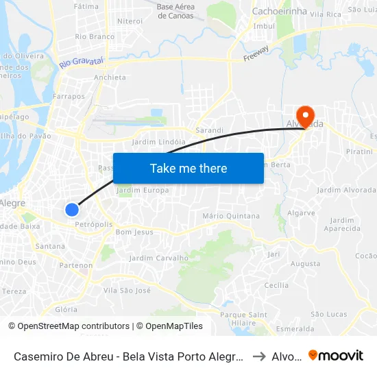 Casemiro De Abreu - Bela Vista Porto Alegre - Rs 90440-060 Brasil to Alvorada map