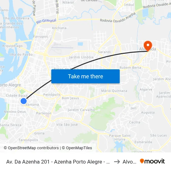 Av. Da Azenha 201 - Azenha Porto Alegre - Rs 91330-140 Brasil to Alvorada map
