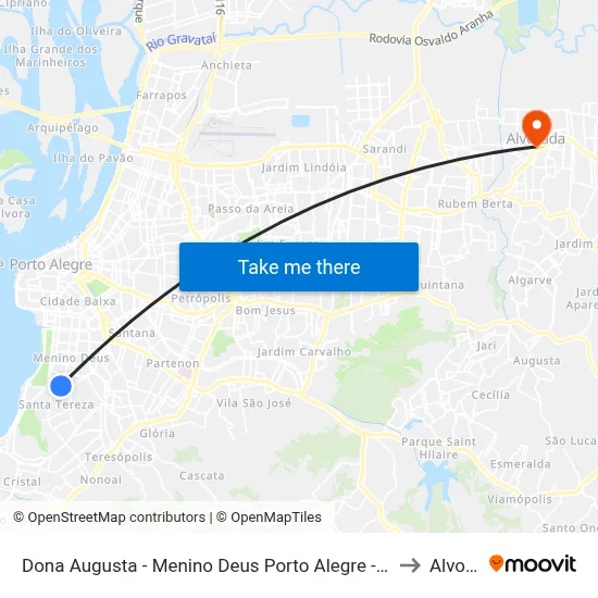 Dona Augusta - Menino Deus Porto Alegre - Rs 90850-130 Brasil to Alvorada map