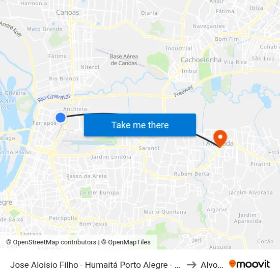 Jose Aloisio Filho - Humaitá Porto Alegre - Rs 90250-030 Brasil to Alvorada map
