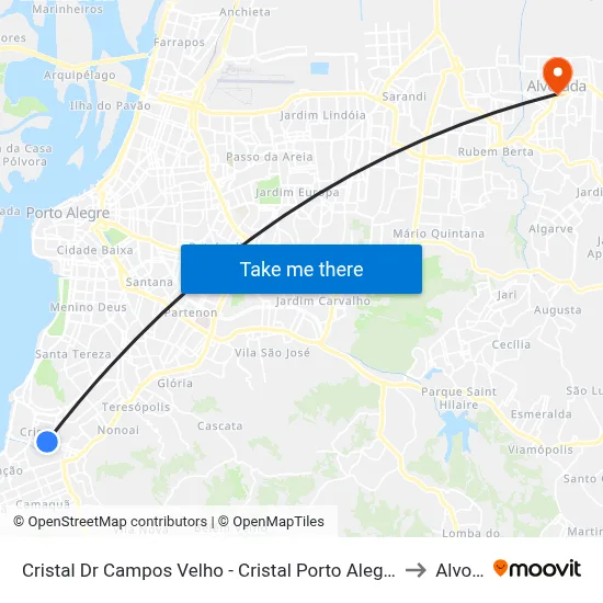 Cristal Dr Campos Velho - Cristal Porto Alegre - Rs 90820-030 Brasil to Alvorada map