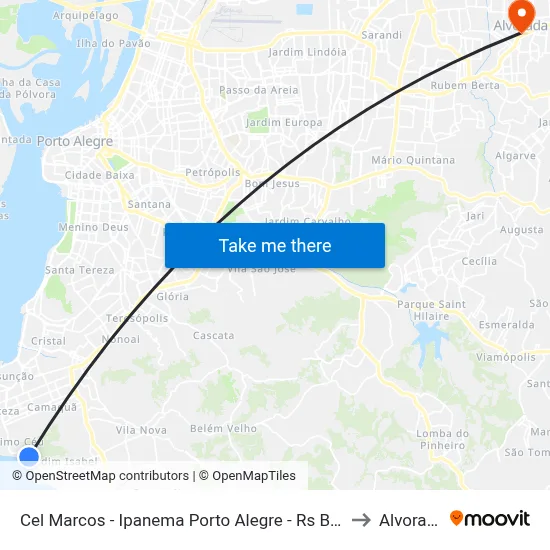 Cel Marcos - Ipanema Porto Alegre - Rs Brasil to Alvorada map