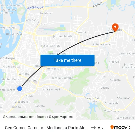 Gen Gomes Carneiro - Medianeira Porto Alegre - Rs 90870-280 Brasil to Alvorada map