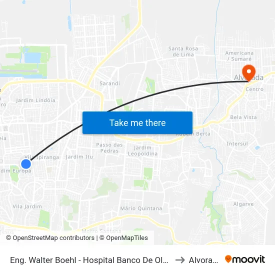Eng. Walter Boehl - Hospital Banco De Olhos to Alvorada map
