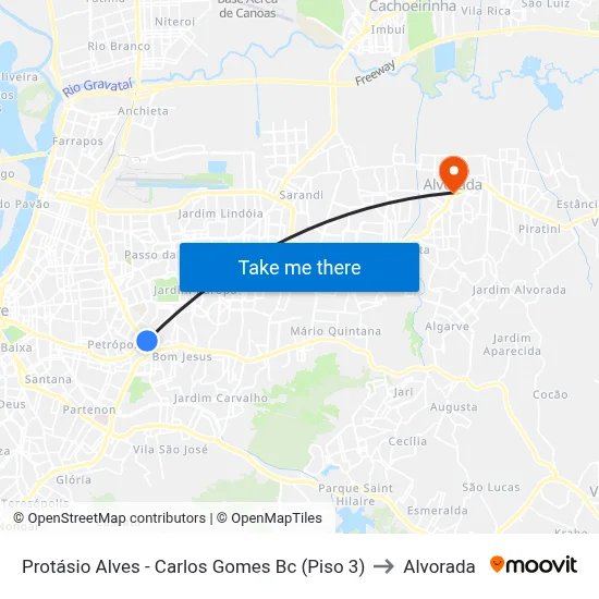 Protásio Alves - Carlos Gomes Bc (Piso 3) to Alvorada map
