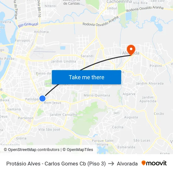 Protásio Alves - Carlos Gomes Cb (Piso 3) to Alvorada map